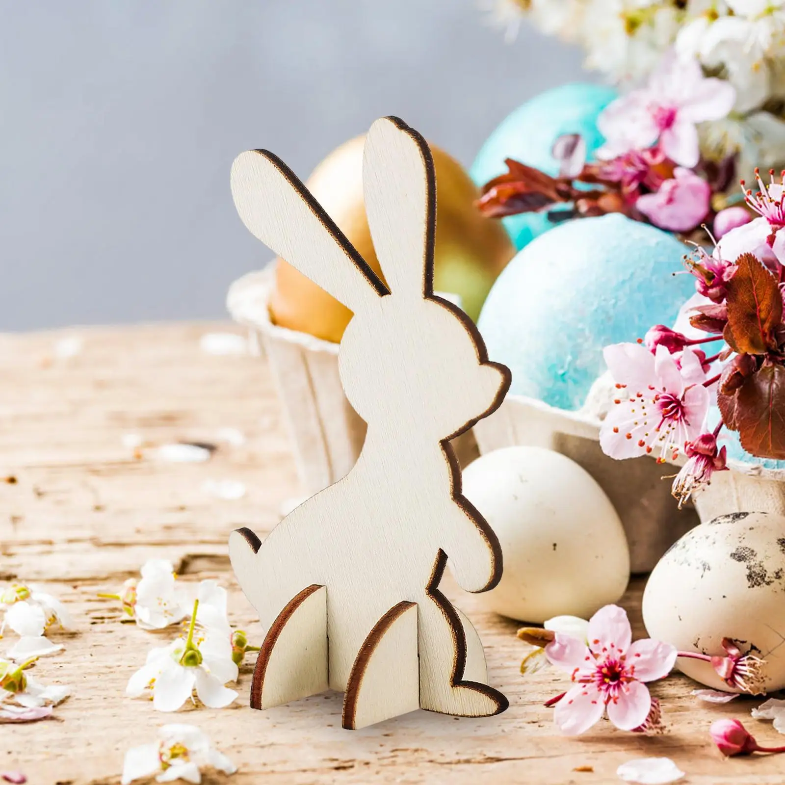 Toy Three-dimensional Wooden Rabbit Hand-made Easter Bunny Decorations Ornaments Child