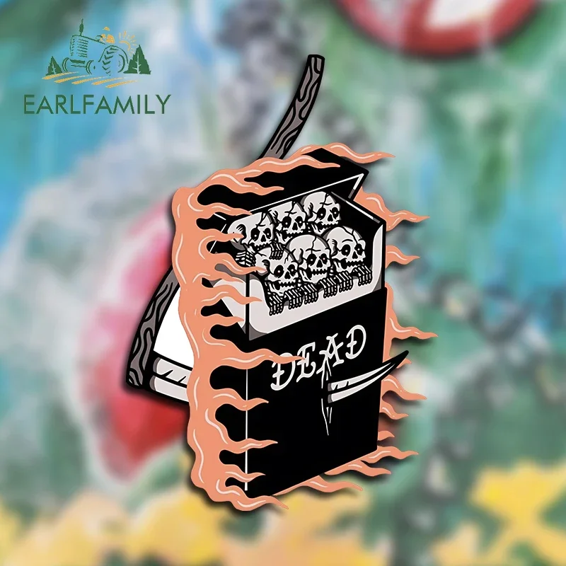 EARLFAMILY 13cm X 8.9cm For Skull Dead Sickle Cigarette Box Fire Car Stickers Cartoon Waterproof Decals Scratch-Proof Decor
