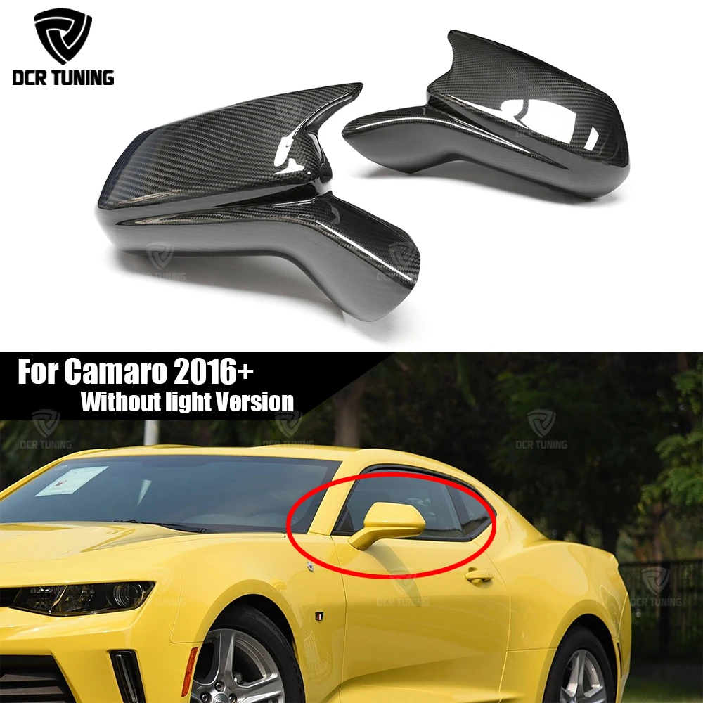 For 2016+ Chevrolet Camaro Horn M look style Full Carbon fiber rear view Mirror Cover Side Caps Add Stick on type Easy Install