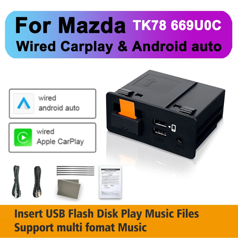 Upgrade P2 Apple CarPlay Android Auto USB Adapter Hub OEM  Retrofit For Mazda 2 3 6 CX30 CX5 CX8 CX9 MX5 Miata TK78669U0C Kit