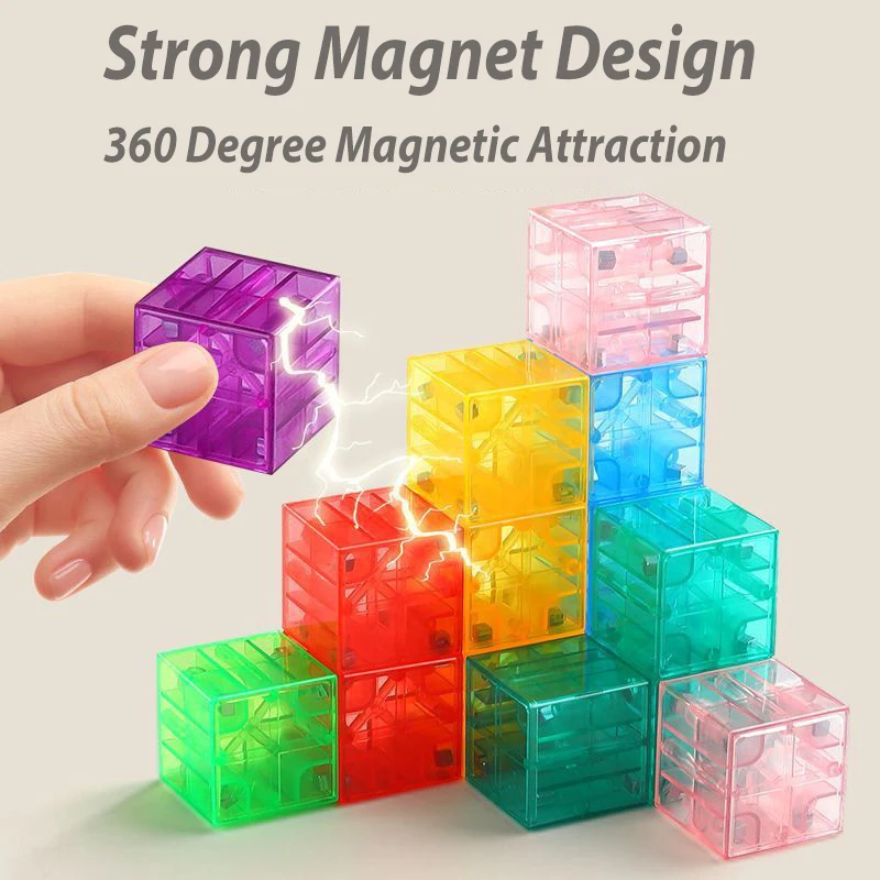 Cubi magnetici da 80 pezzi con scatola portaoggetti in ferro, blocchi magnetici, costruzione per bambini, compleanno educativo, regalo di Natale