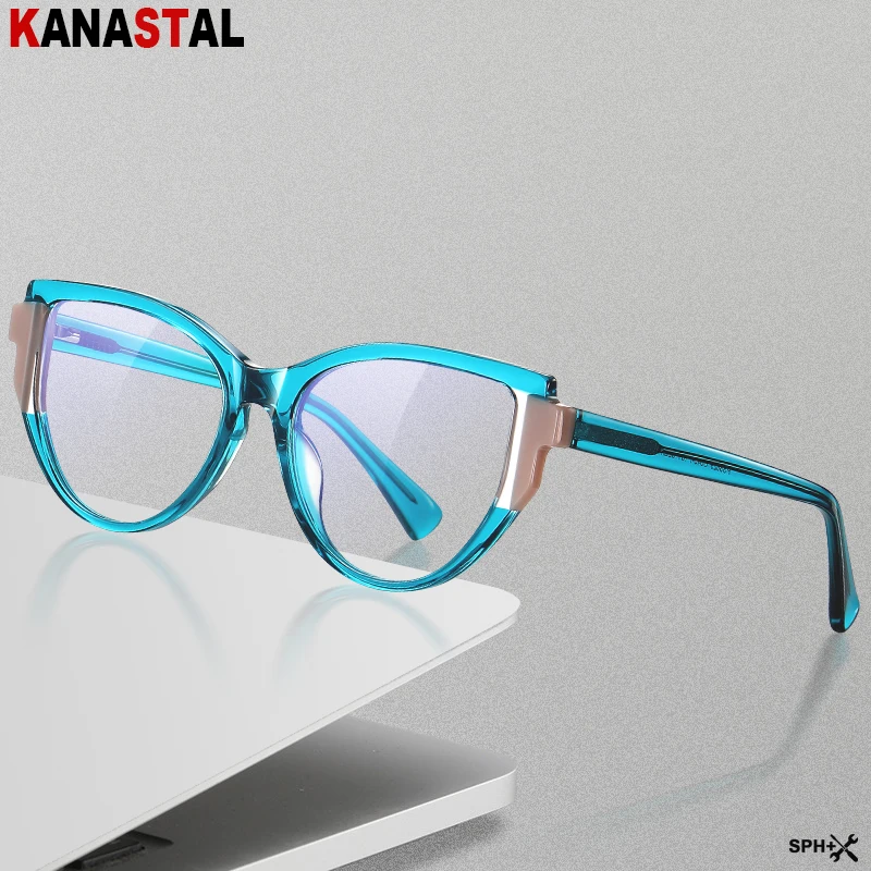 

Women Blue Light Blocking Reading Glasses Prescription CR39 Lenses Myopia Presbyopic Eyewear Men Acetate Fibre Eyeglasses Frame