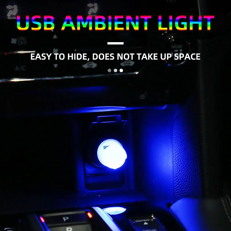 1pc Car Mini USB LED Portable Light Plug Play Ambient Light Decorative Atmosphere Lamps For Interior Environmentled lights decor