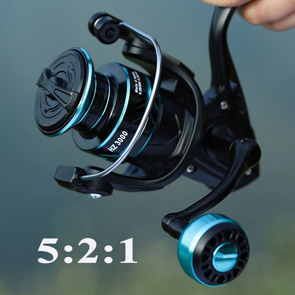 

Spinning Fishing Reels 5:2:1 Gear Ratio Max Drag 10KG 1000-7000 Series For Saltwater Freshwater Left/Right Hand Spool Tackle