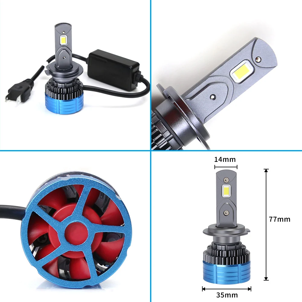 Zdatt H1 Led Headlight Bulb H7 Led Canbus H1 H8 H4 H11 HB3 9005 HB4 9006 100W 50000LM 6500K 12V Car Headlamp Energy-Efficient