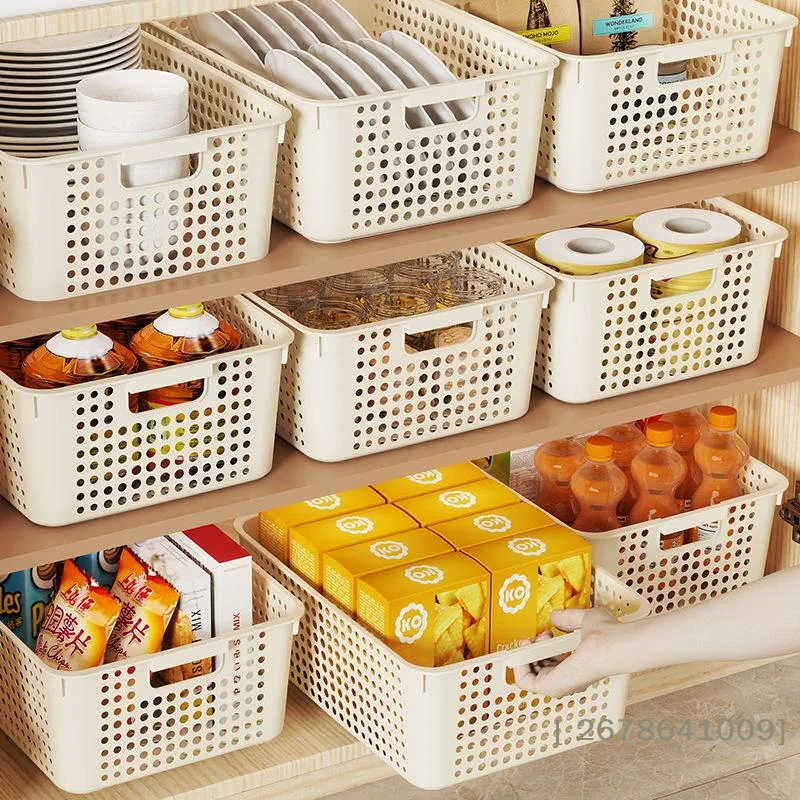 ⚑ Belüftete Kunststoff-Aufbewahrungskörbe mit Griffen, stapelbare Organizer-Behälter für Küche, Speisekammer, Badezimmer