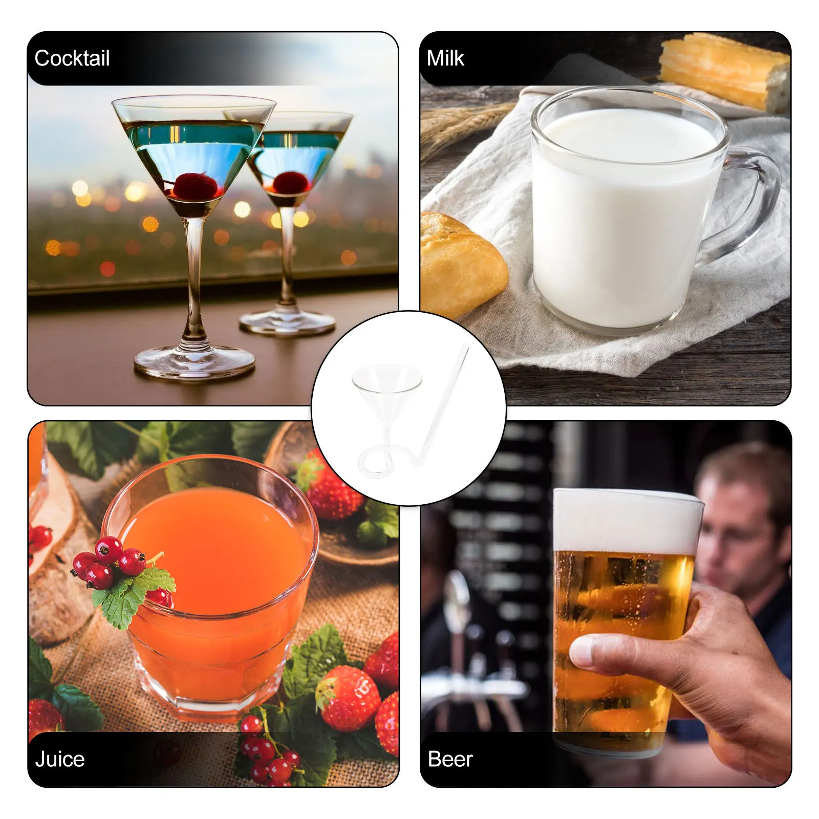 

Creative Spiral Cocktail Glass Transparent Long Tail Wine Glass Straw Barware for Parties Beach Outdoor Use Spiral Wine Cup