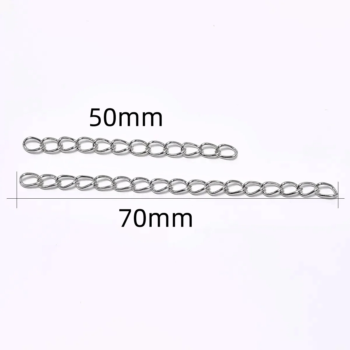 100pcs/lot 50mm 70mm Necklace Extension Chain Bulk Bracelet Extended Chains Tail Extender For DIY Jewelry Making Findings image 2