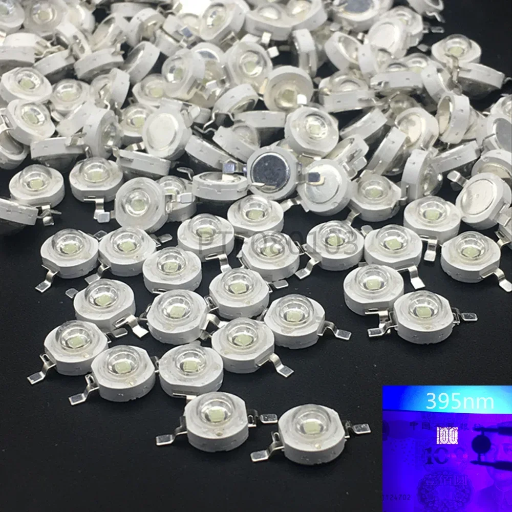 100PCS 3W LED High power LED UV Lamp Purple 395-400nm 700mA 3.4-3.6V 15-20LM