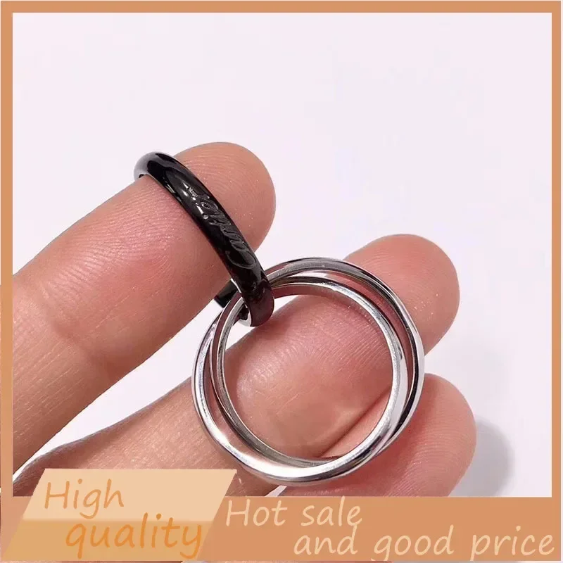 خاتم ترينيتي كلاسيكي من الفضة S925 - بساطة فاخرة للأزواج، مثالي للولائم والمناسبات العصرية