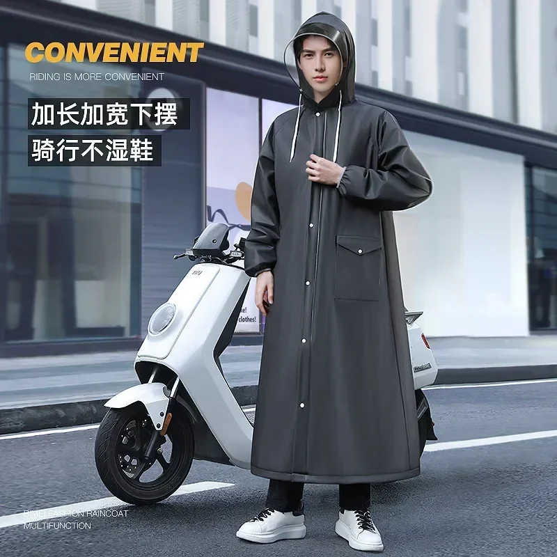 New EVA Men\'s Raincoat Long All Road Bicycle Single Body Waterproof Raincoat Extended Fashion Raincoat