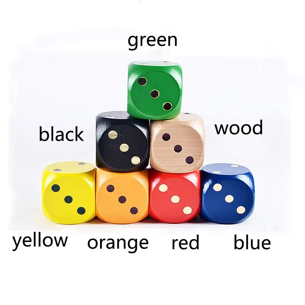 5cm 1pc Wooden Dice  6-Sided Game Chess Props Toy Big Color Dice Round Sieve Solid Wood Points  Entertainment