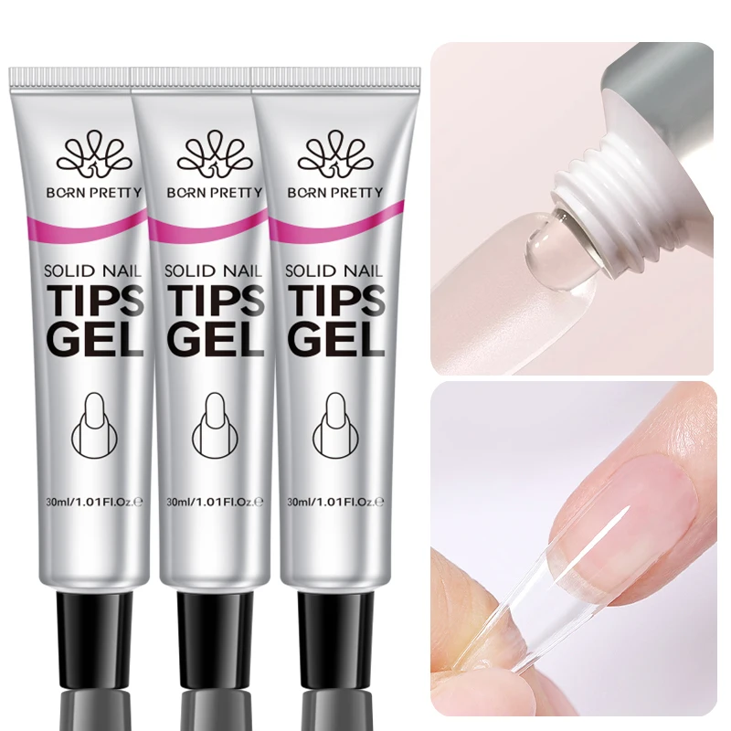 BORN PRETTY 30ml Festes Nageltips-Gel für Press-On-Nägel UV-LED-härtendes Kunstnagel-Klebegel Maniküre-Verlängerungsgel 1/3 Stück – Detail 1