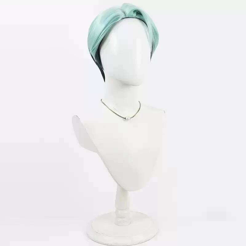 기동전사 건담 Challia Bull 코스프레 가발 30cm 짧은 혼합 녹색 남성 내열성 합성 머리카락