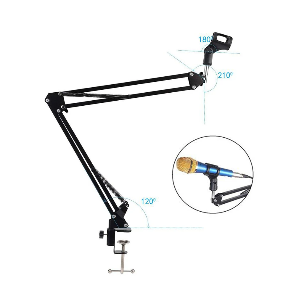 Foldable Metal Extendable Microphone Stand Bracket Adjustable Suspension Boom Scissor Arm Mic Cantilever Holder With  with Alloy