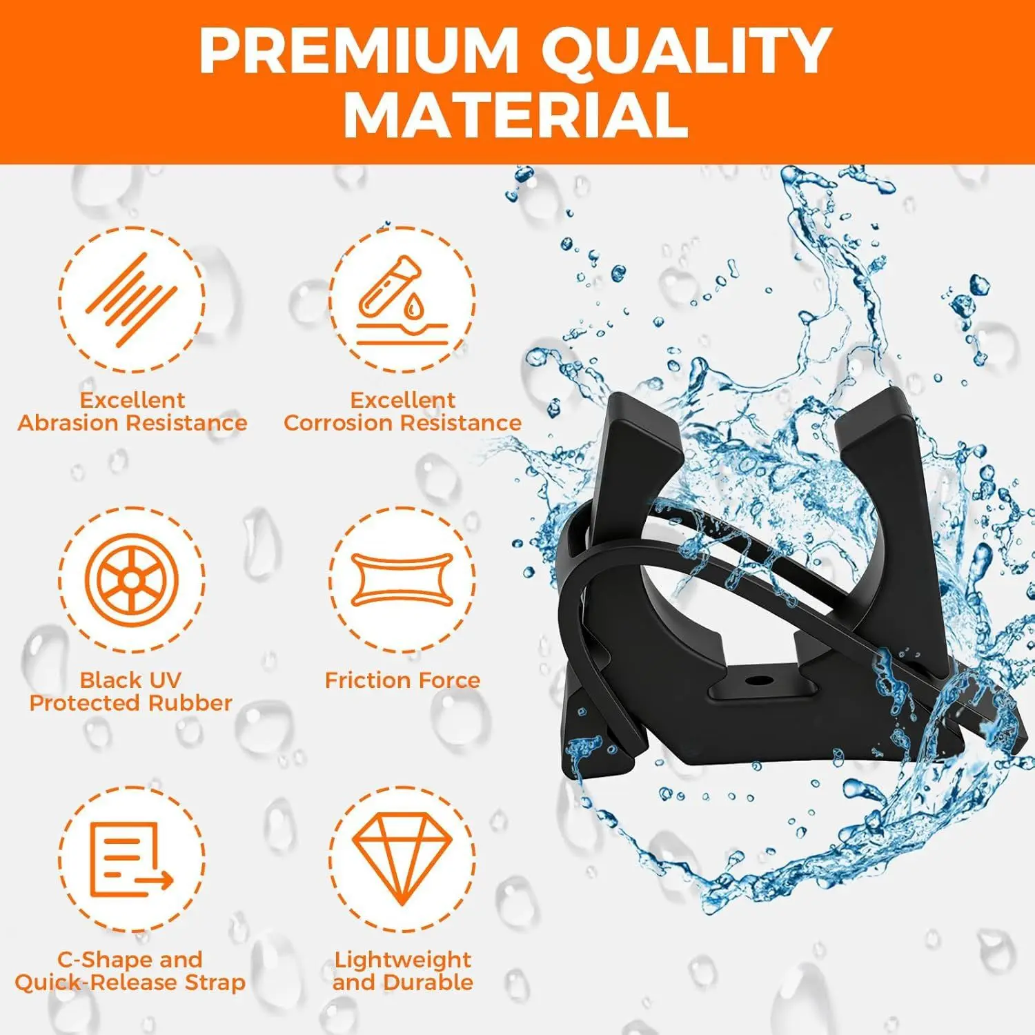 For Kayak for canoe for canoe Paddle Holder Rubber Spring Clamp For Water Sports Black Wide Compatibility Compact Design
