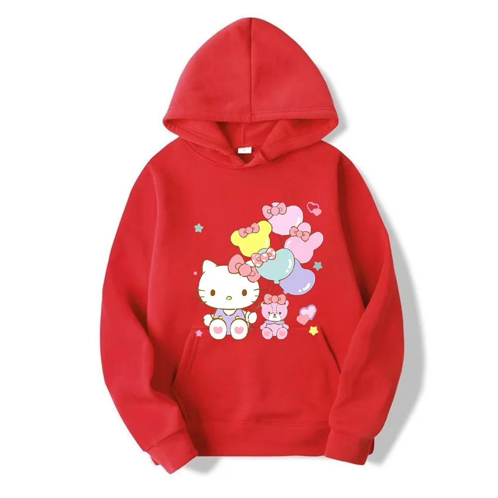 Hoodie kartun wanita manis imut 90s Hoodie Hello Kitty Hoodie Sanrio pakaian Sweatshirt atasan Sweatshirt pakaian Hip Hop