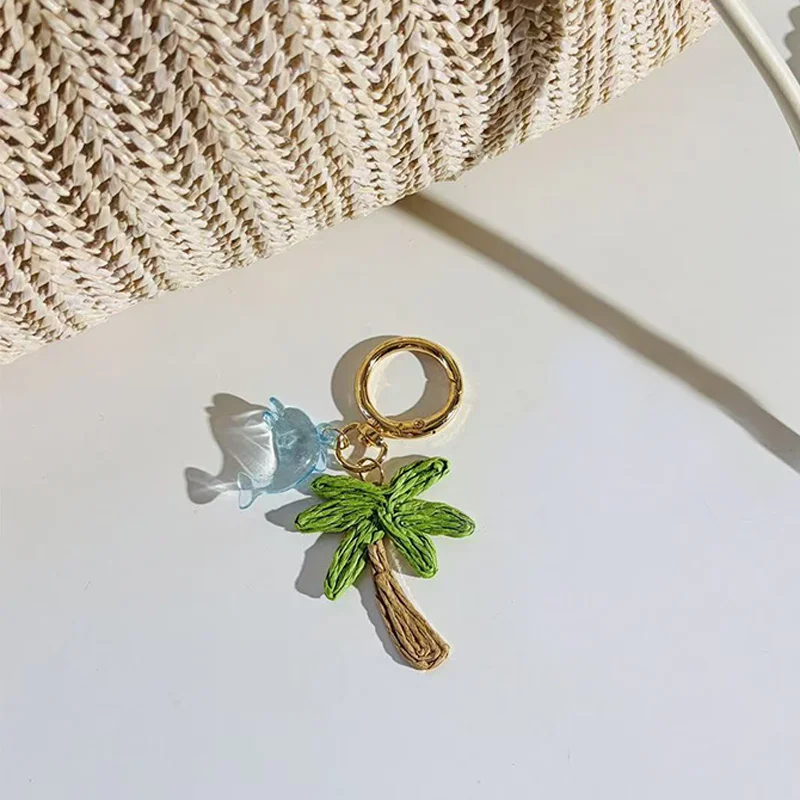 Bohemian Palm Tree Charm With Blue Dolphin Pendant For Bag, Wallet, Car Decor Bag Charm