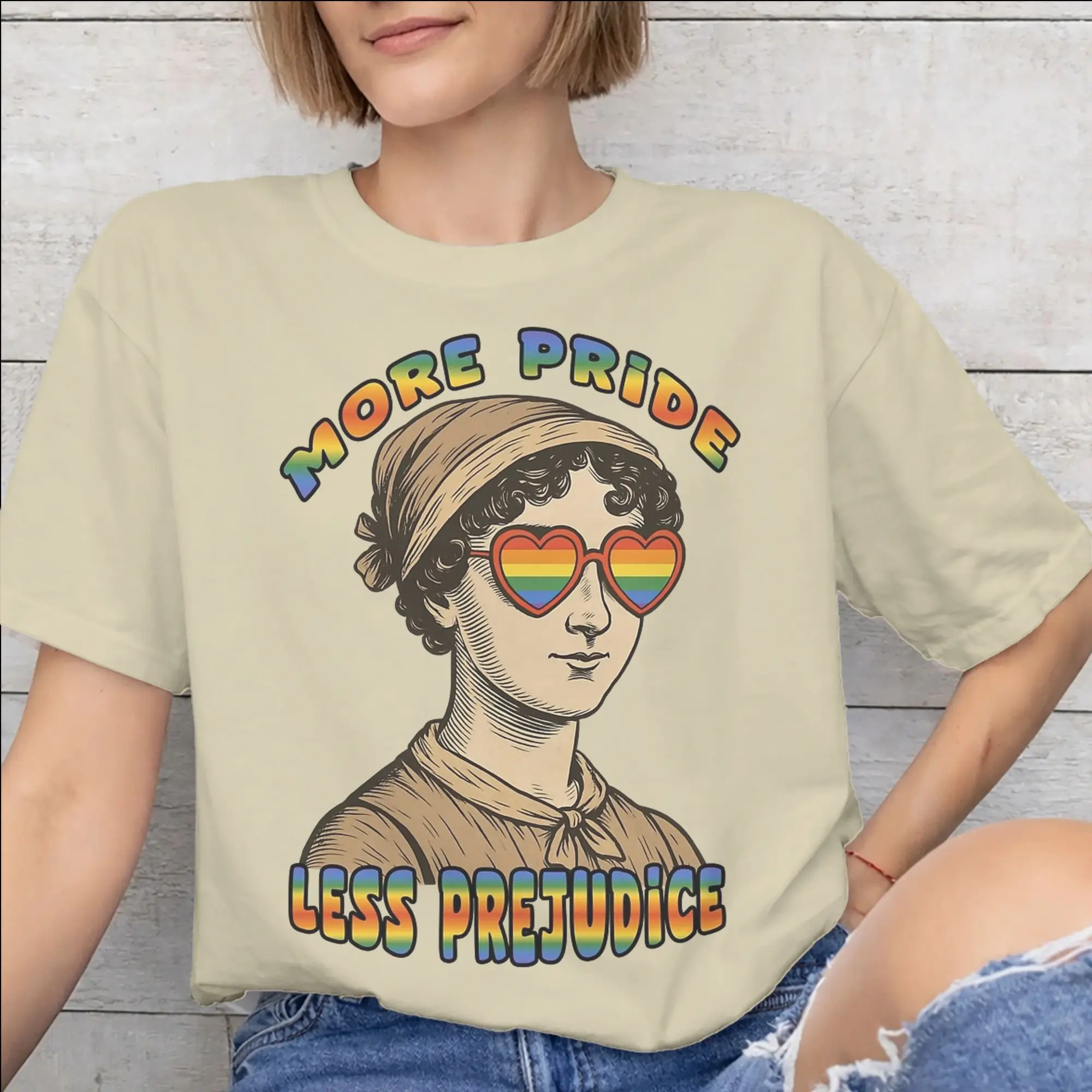 More Pride Less Prejudice  Print T Shirt for Men Women  Cotton  Tee Shirt Clothing