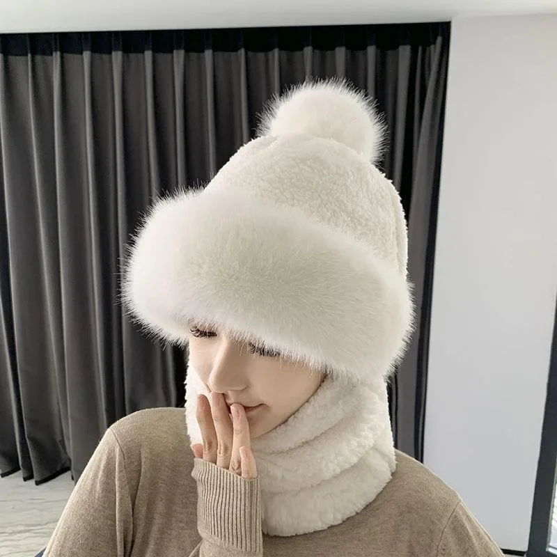 Windproof Neck Protective Warm Thickened Scarf Lovely Ear-Protection Hats Double Layer Ear Protection Riding Cold Hat