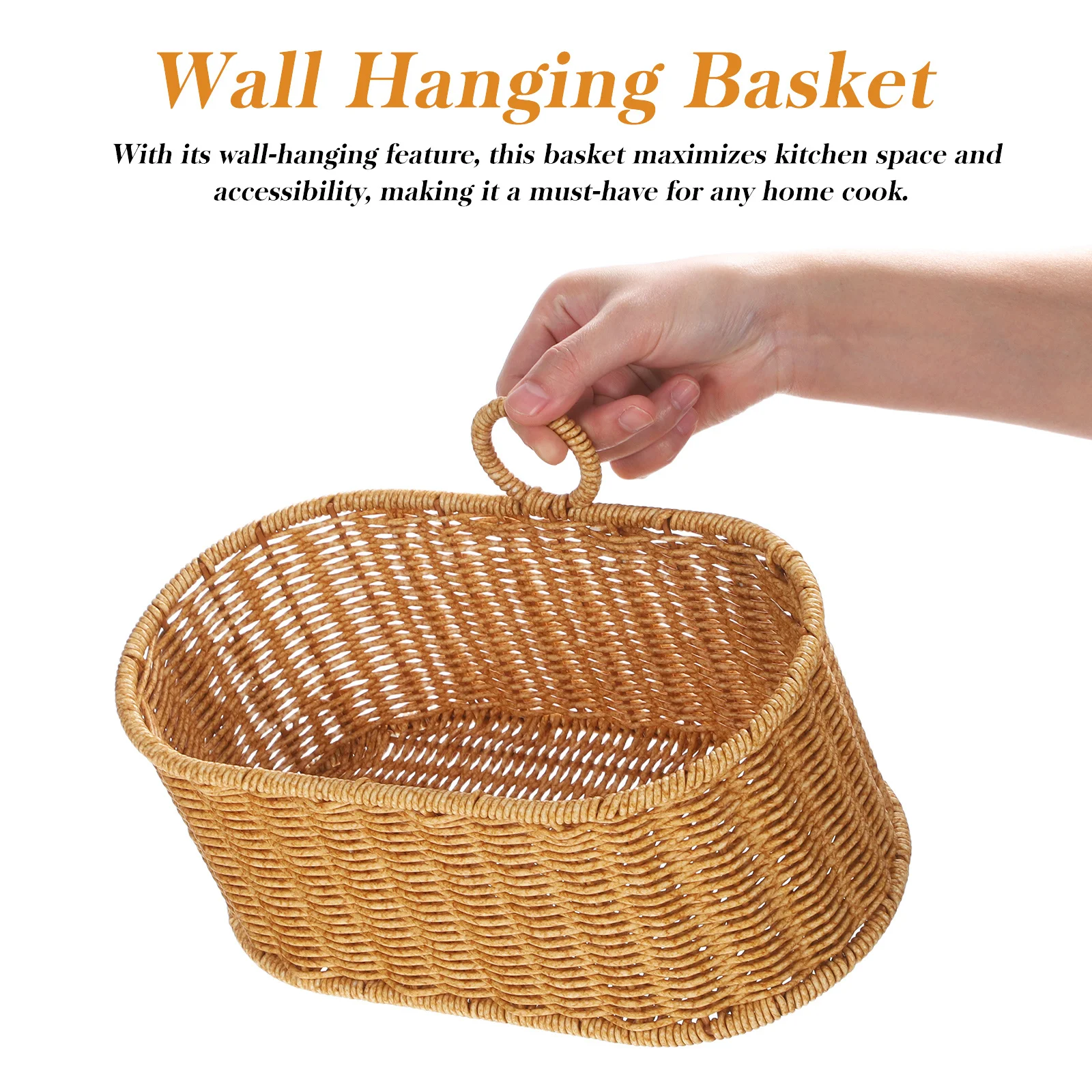 سلة معلقة على الحائط، منظم تخزين المطبخ بسعة كبيرة، تصميم منسوج، حامل بصل الثوم سهل التنظيف، سلة معلقة على الحائط