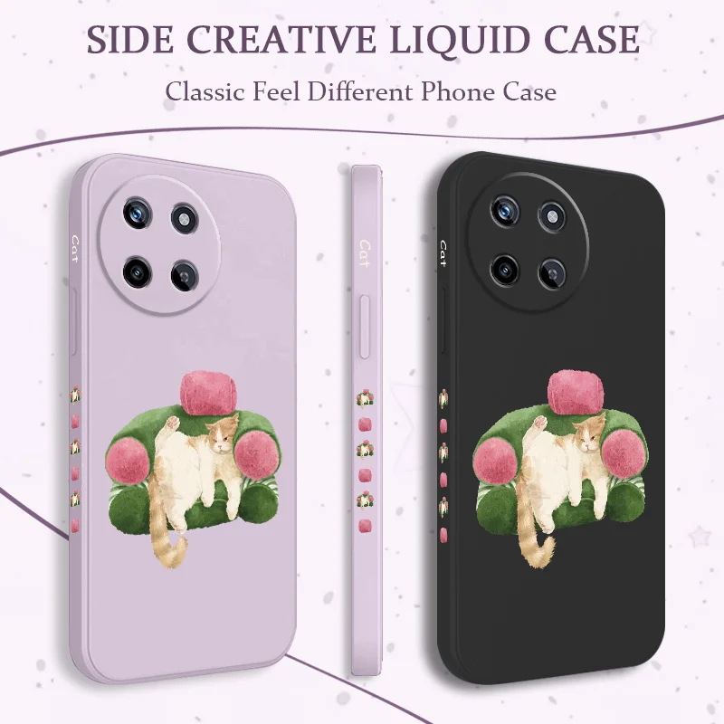 

Couch Cat Phone Case For OPPO Realme 14 13 12 11 10 9 9i 8 8i 7 Pro Plus C35 C21Y C25Y C25 Liquid Silicone Cover