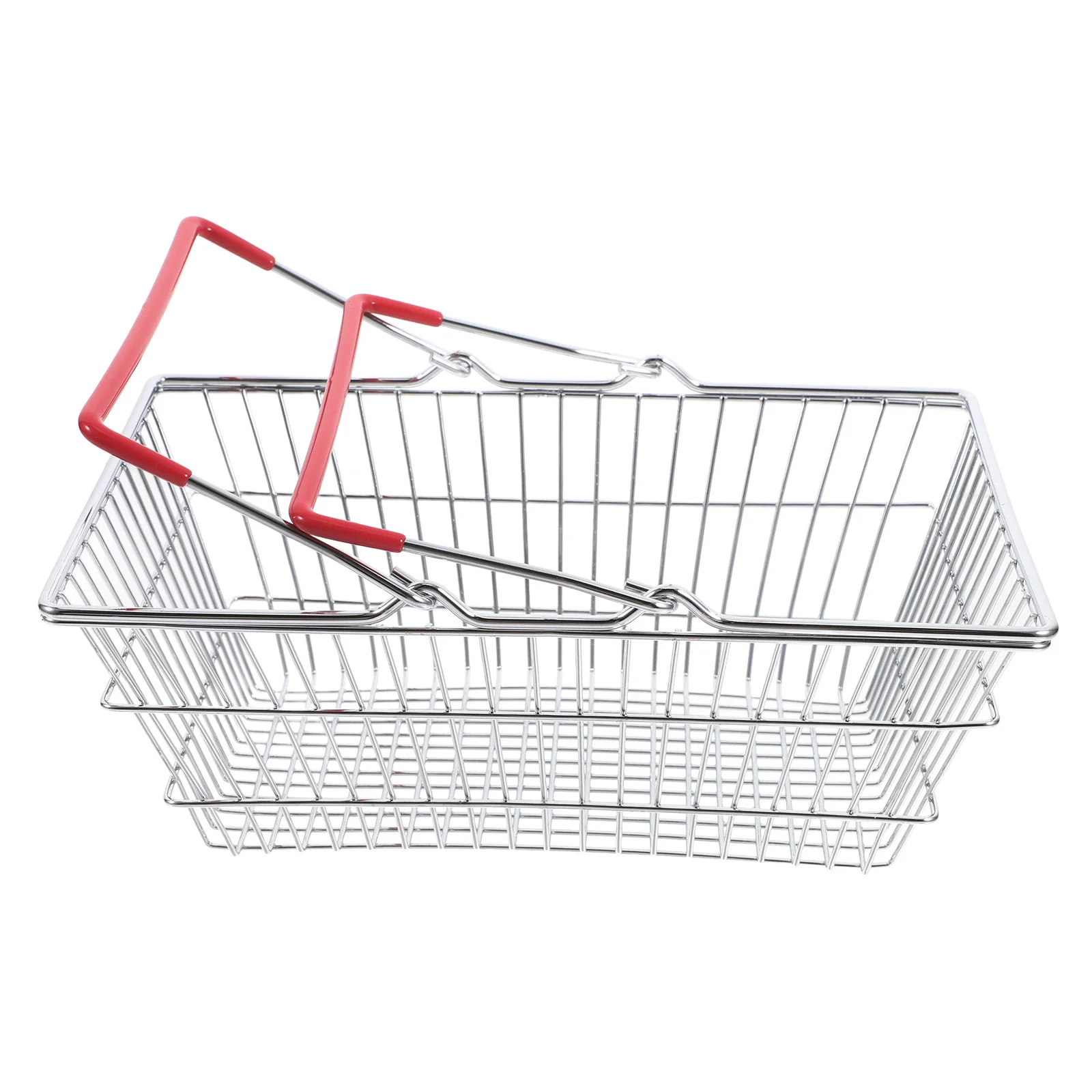 Mini-Einkaufswagen für Kinder, Metallwagen, langlebiger kleiner Korb mit Griff, für Kinder, tragbarer Einkaufswagen, Spielset, Supermarkt-Rollenspiel