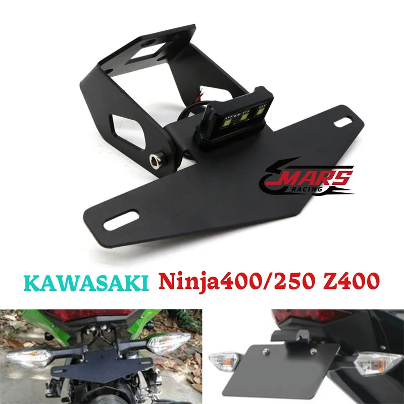 FOR KAWASAKI Ninja400 2018-2019 Ninja250 Z400 2018-2020 Motorcycle LED Short tail license plate holder license plate holder