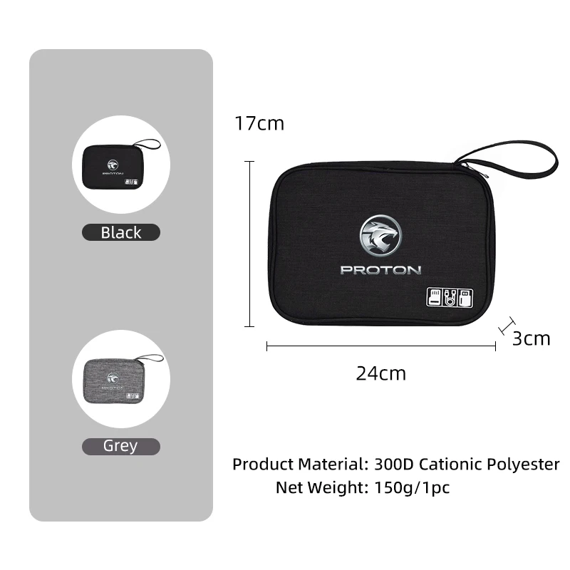 شعار السيارة أكياس التخزين الرقمية الالكترونيات المنظم حقيبة كابل نقل بيانات شاحن التوصيل أدوات التخزين ل Proton Exora Iriz R3 Wira Saga