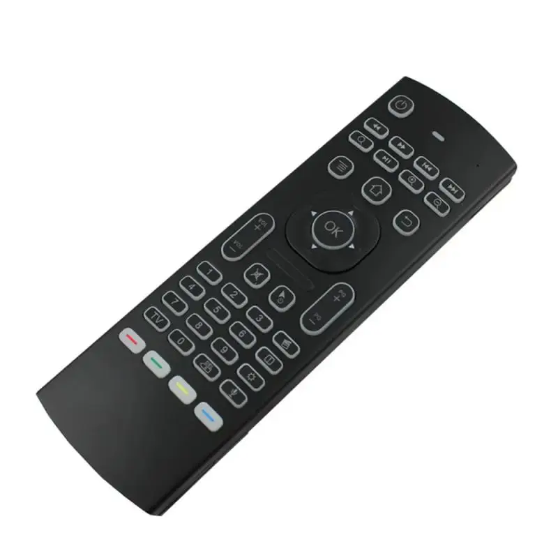MX3 2.4G RF แป้นพิมพ์ไร้สาย IR g backlit สำหรับกล่องทีวี9.0แอนดรอยด์