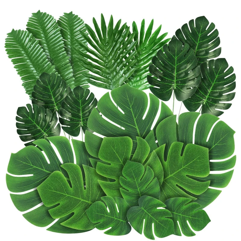 5/10pcs Hawaii Artificial Palm Leaf Turtle Back Leaf Beach Theme Party Flower Arrangement Table Wedding Birthday Decor