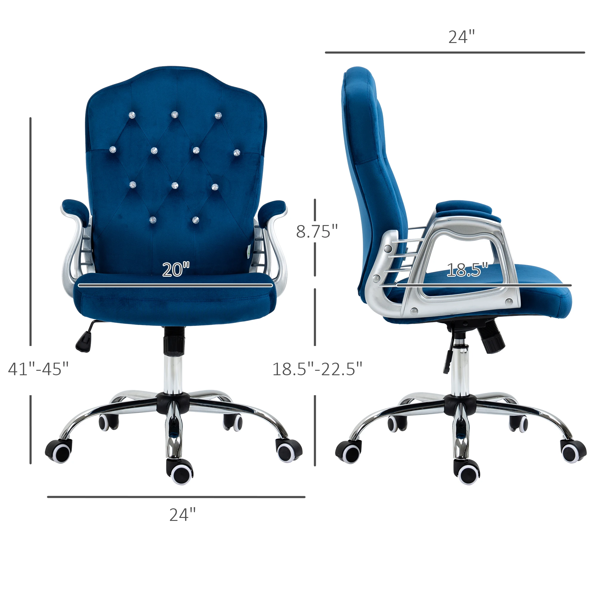 Vinsetto Home Office Chair with Adjustable Height Tilt Function Dark Blue