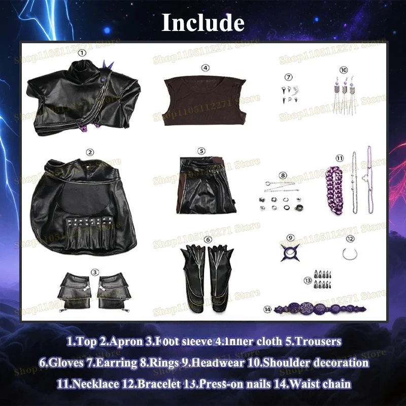 HUNTR/X رومي تأثيري حلي معطف جلد أسود شعر مستعار الزي الجديد KPop شيطان الصيادين لحفلة الهالوين الاطفال الكبار النساء الدعائم