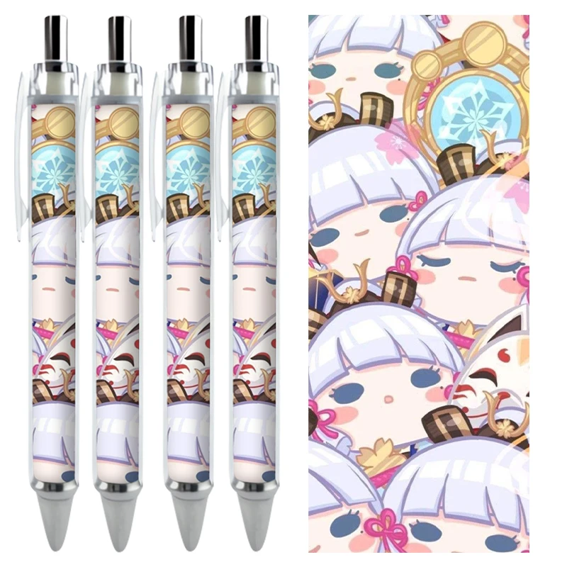 2/4PCS Genshin Impact Gel Pens Kamisato Ayaka Kawaii Q Version HD Pattern Anime Stationery Customizable Caneta School Supplies