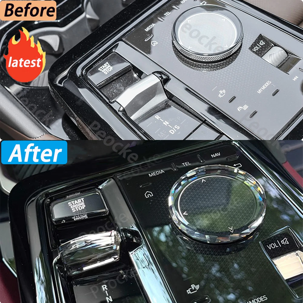 

Crystal Gear Shifter Paddle knob Start Stop button for BMW G60 G61 G68 i7 G70 M5 G90 iX i20 X3 G45 G48 Crystal Multimedia Knob