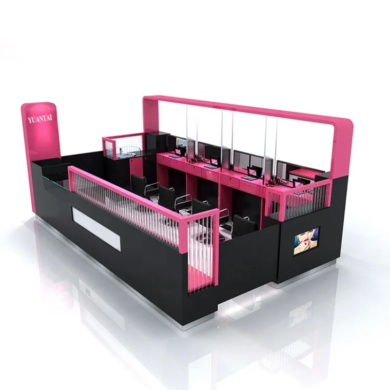 custom.Commercial furniture for cosmetic shop nail kiosk shop fitting joinery standing in shopping mall