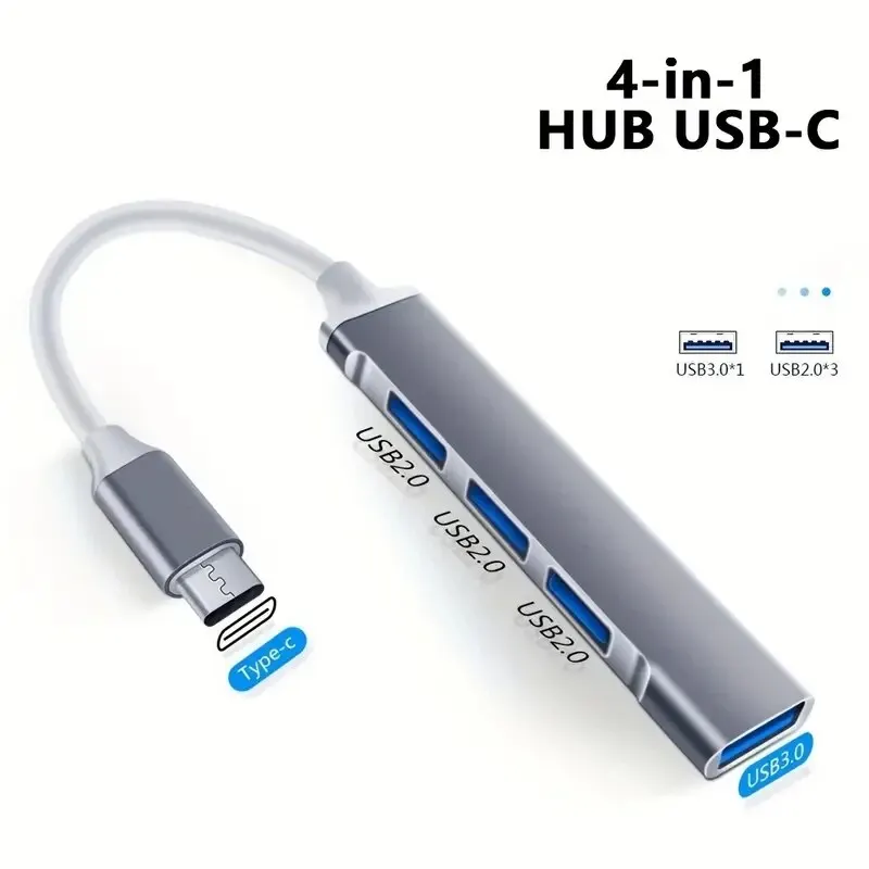 Verhoog uw productiviteit met deze 4-in-1 USB C-hub - Compatibel met MacBook, Mac Pro, Mac Mini, IMac, Surface Pro, XPS, PC, Fla