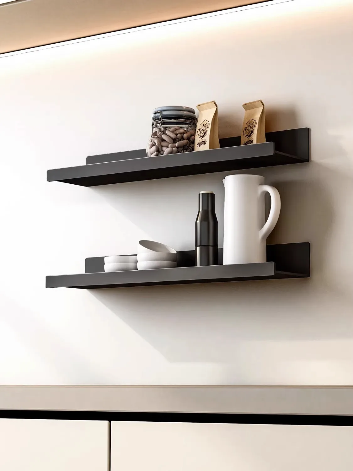 Household Use Kitchen Wall mounted Type Multi Functional Storage Rack Simplicity Space Condiment Water Cup Item Placement Rack