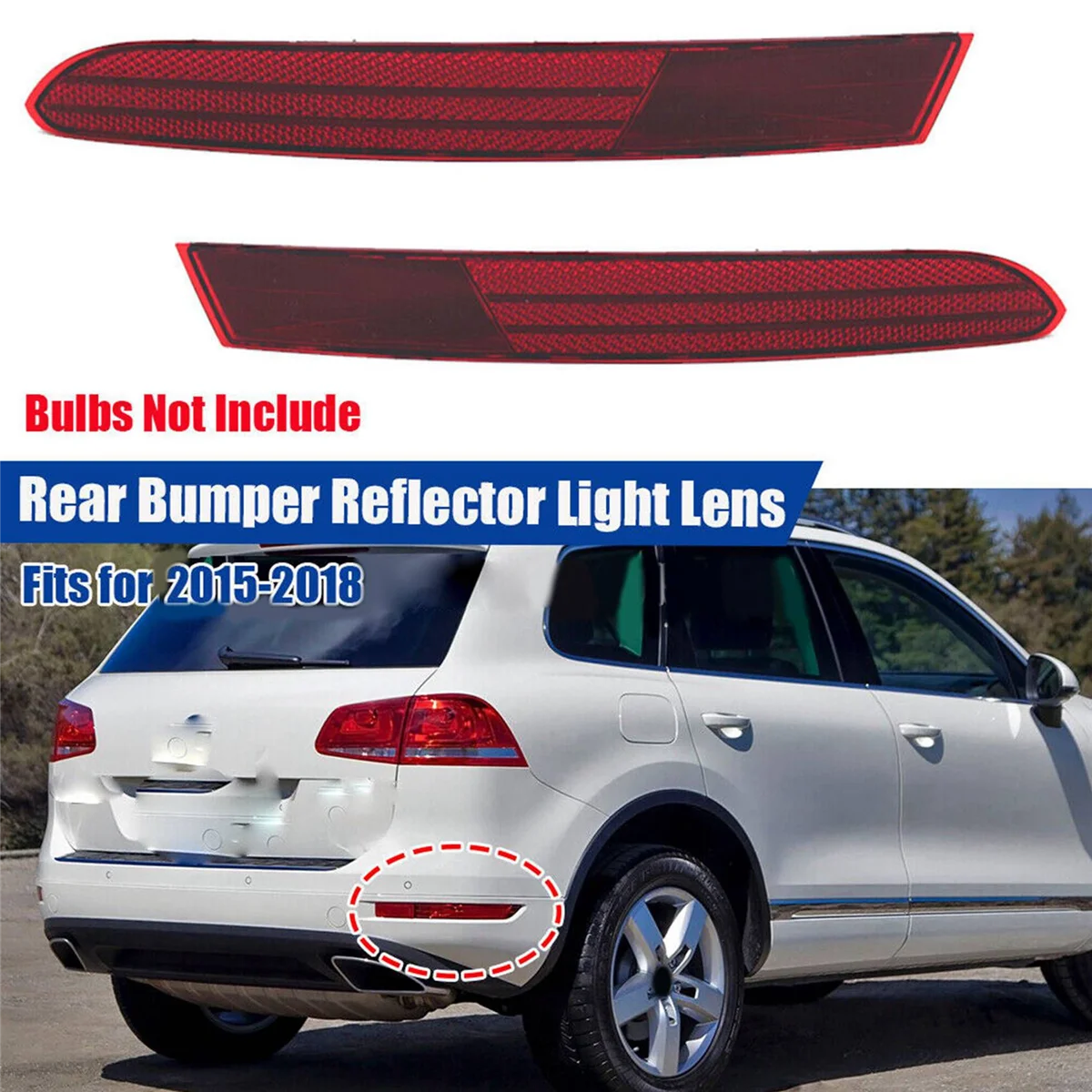 

Car Left Rear Bumper Reflector Light Brake Turn Signal Lamp for 2015-2018 7P6945701K