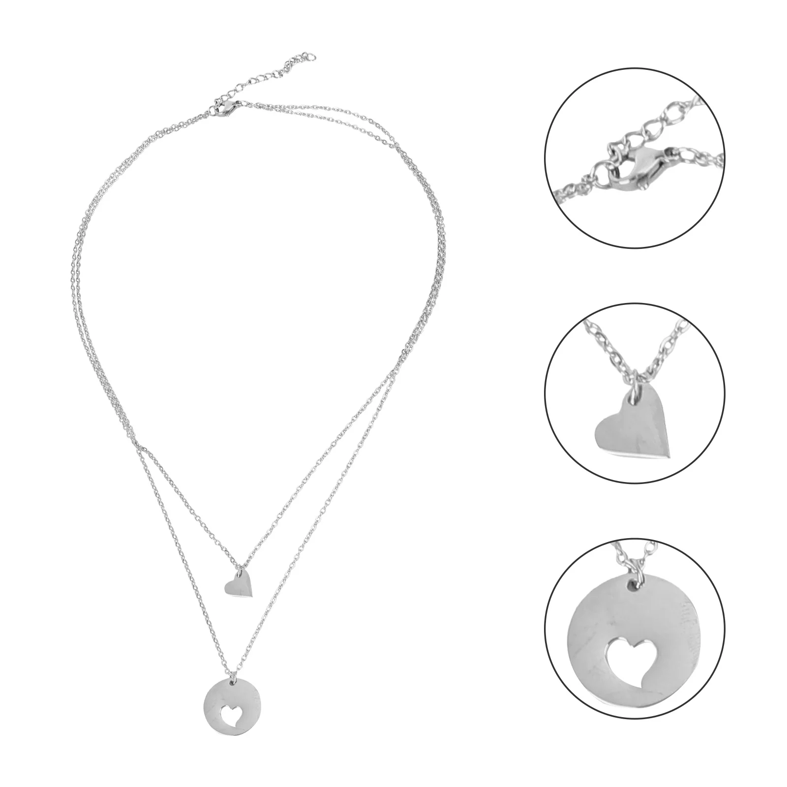 

1Pcs Small Heart Collarbone Chain Double-Layer Necklace Elegant Decorative Jewelry Gift Neck Accessory for Special Occasion