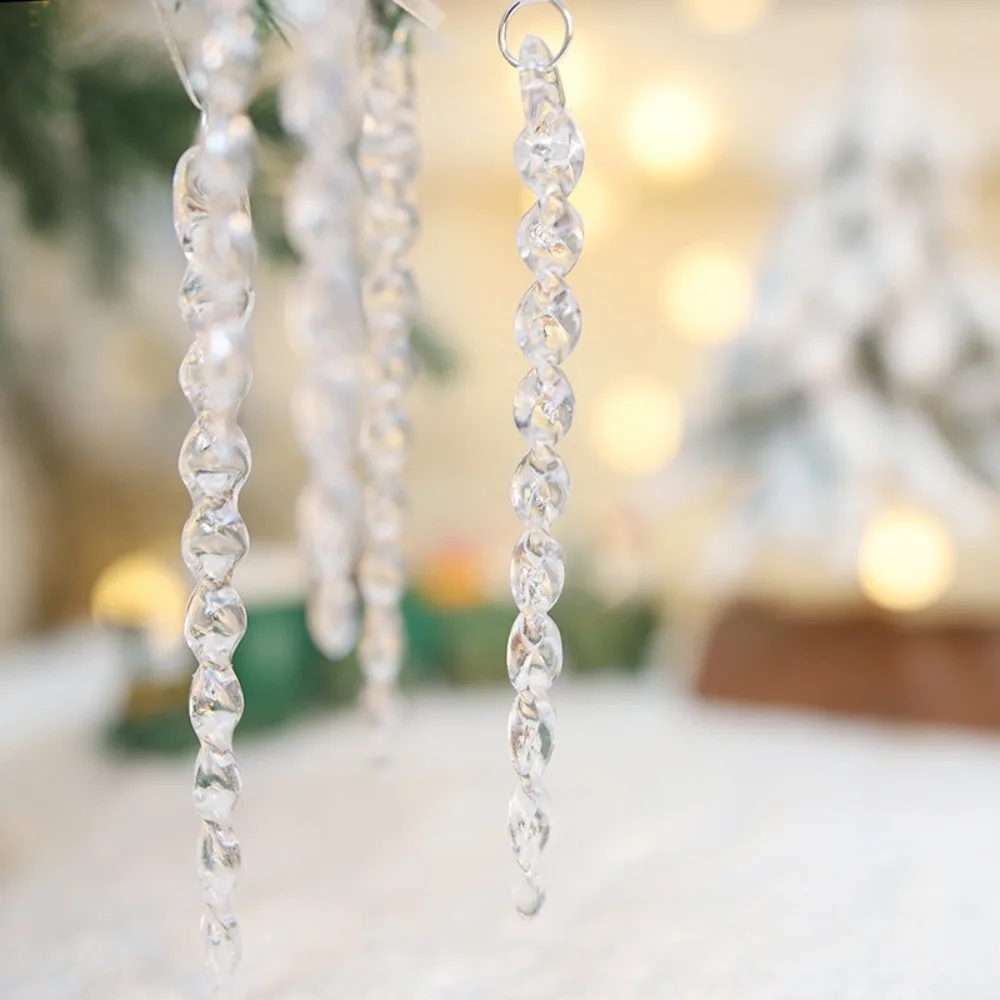 

12Pcs Durable Snowflake Icicle Christmas Tree Ornament Navidad Transparent Hanging Pendant Acrylic Home Table Decor Xmas Decor