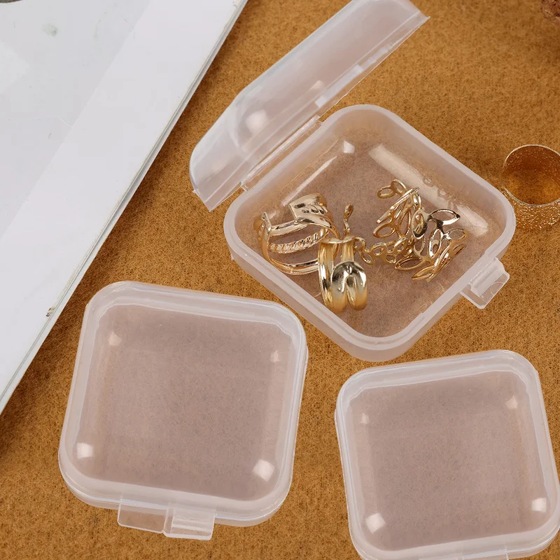 5-50Pcs Mini Clear Box Small Square Plastic Storage Box for Earring Necklace Rings Jewelry Organizer Box Packed Case Container