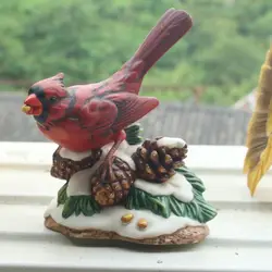 Rural hand-painted ceramic Northern Cardinal ornament garden landscaping red bird home tabletop decoration