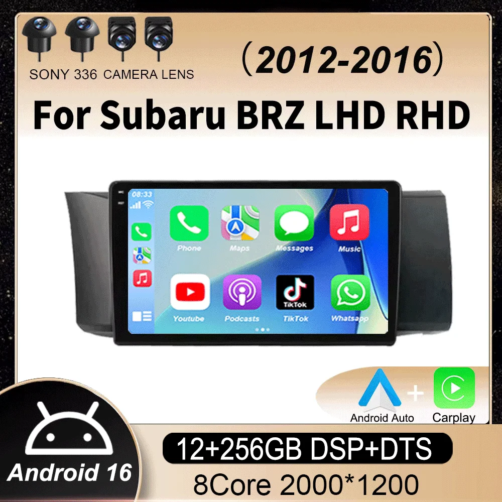 

Android16 For Toyota GT 86 For Subaru BRZ LHD RHD 2012 - 2016 Carplay GPS Car Radio Navigation Multimedia Video Player Stereo BT