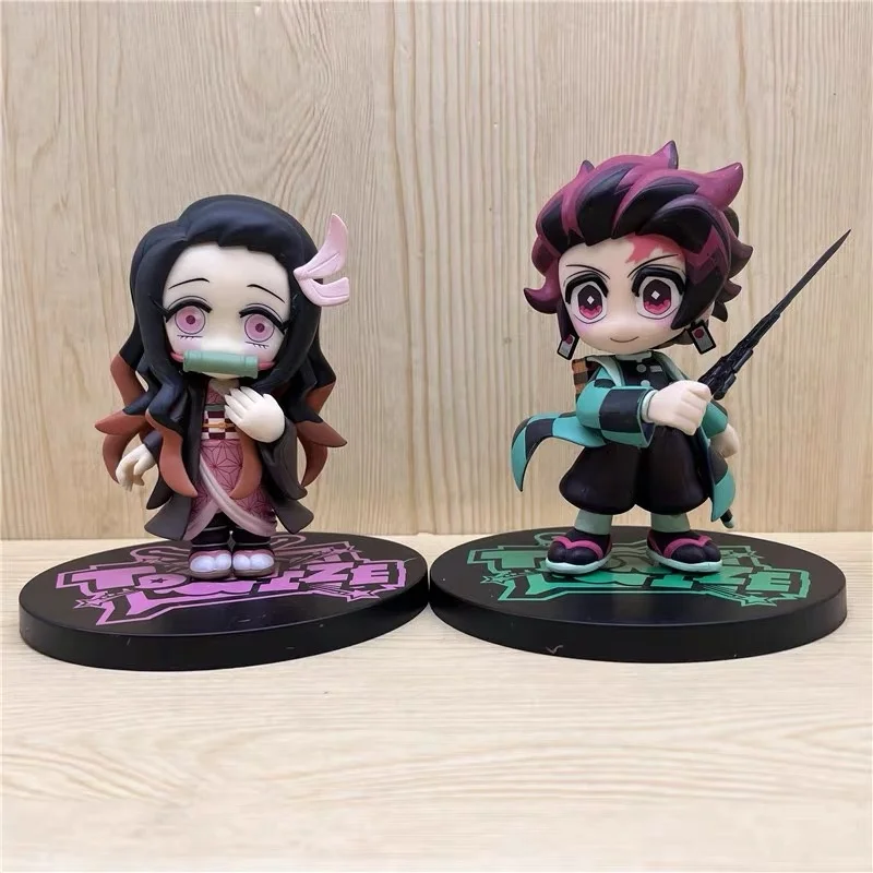 

In Stock Genuine Demon Slayer Q Edition Kamado Tanjirou Kamado Nezuko Statue Model Doll Peripheral Collect Decoration Gift Toys