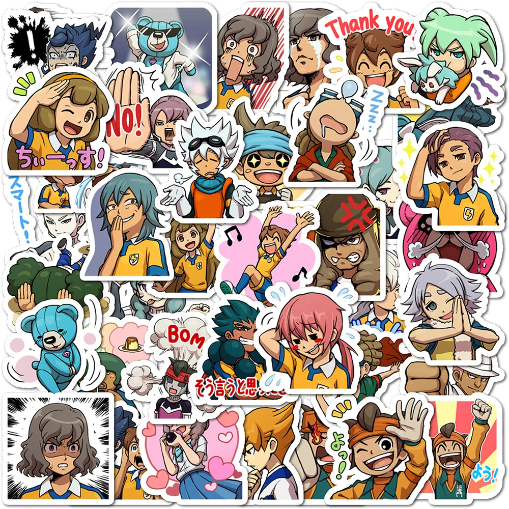 40 piezas de pegatinas de mercancía de la serie Inazuma Eleven: pegatinas decorativas para botellas de agua, escritorios y cuadernos