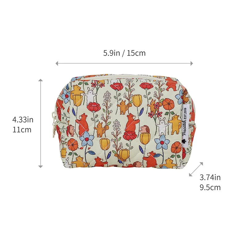 Tragbare Kosmetiktasche, niedlicher Cartoon-Blumendruck, Kulturbeutel, Reisebedarf, Aufbewahrungstasche für Hautpflege, multifunktionale Liner-Tasche – Detail 1