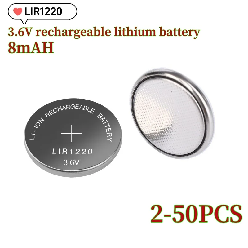 2-50PCS LIR1220 1220 3.6V Lithium Batteries charging Rechargeable Battery good quality.