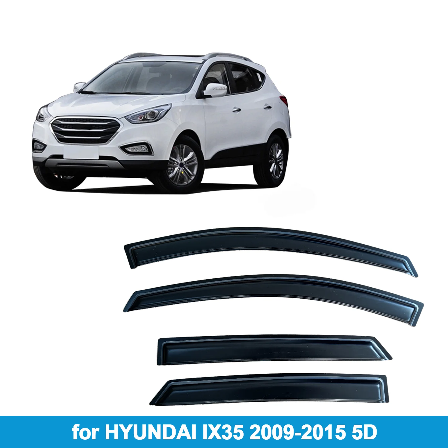 

Window Visor for HYUNDAI IX35 2009-2015 5D Rain Guard Side Vent Deflector Weathershield Outside-Mount Tape On