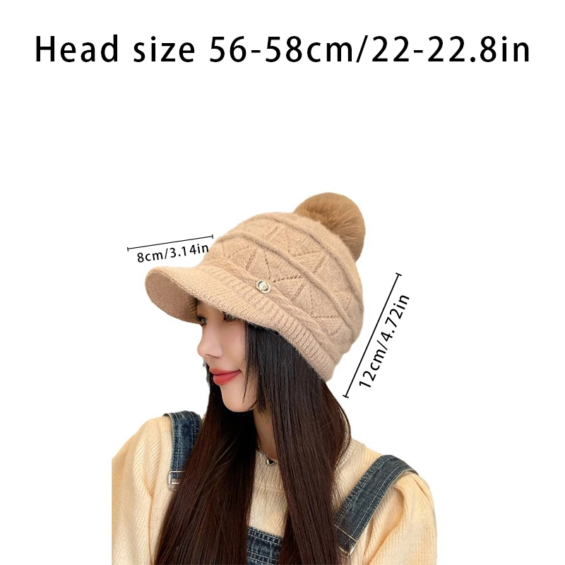 Autumn and winter hat female winter warm padded knitted cap wool cap thickened duck tongue cap warm plush ear protection cap